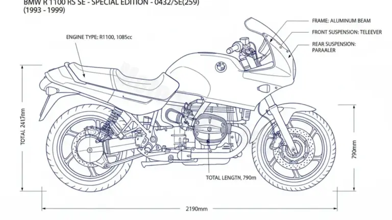 BMW R 1100 RS SE (SPECIAL EDITION) – 0432/SE(259) Service Guide: Oil Level & Tire Specs