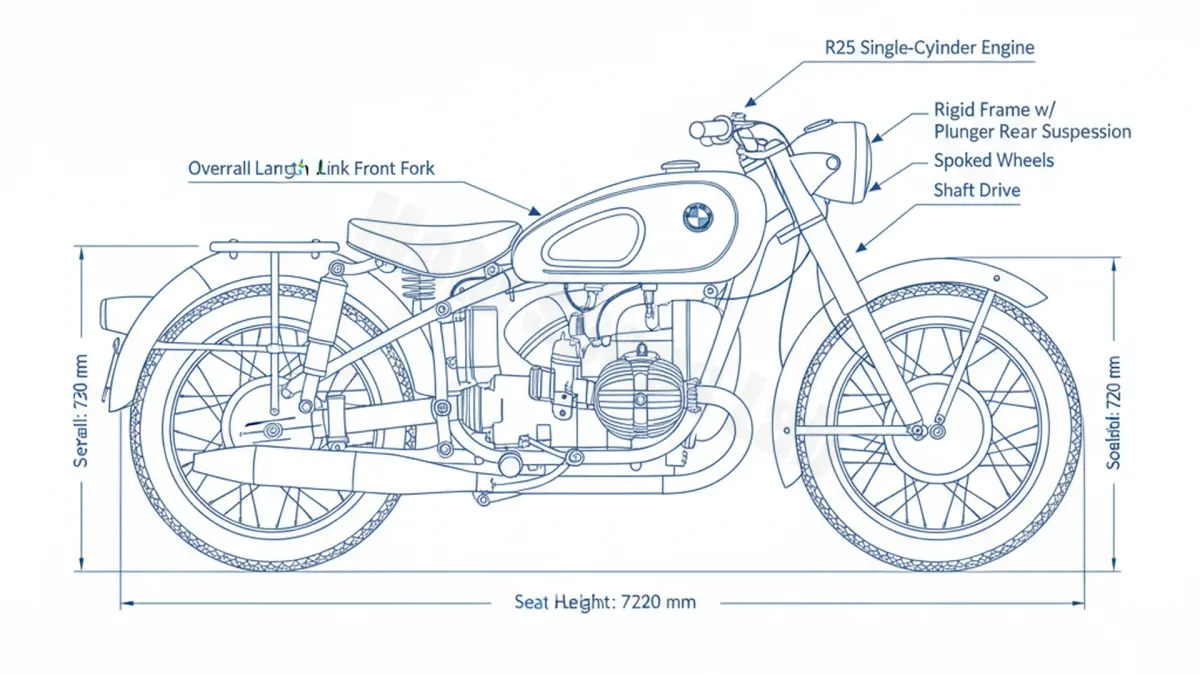 BMW R 25 - R25 (1950-1951) Data: Oil Capacity & Rim Specs specs
