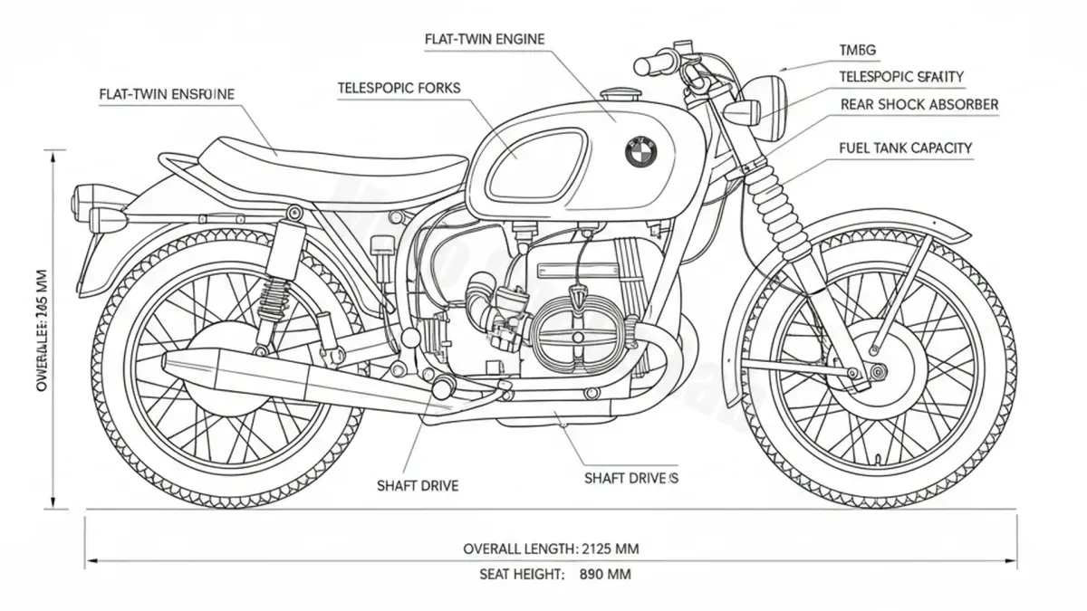 BMW R 50/5 - 0240 Specs: Engine Oil, Gap & Tire PSI specs