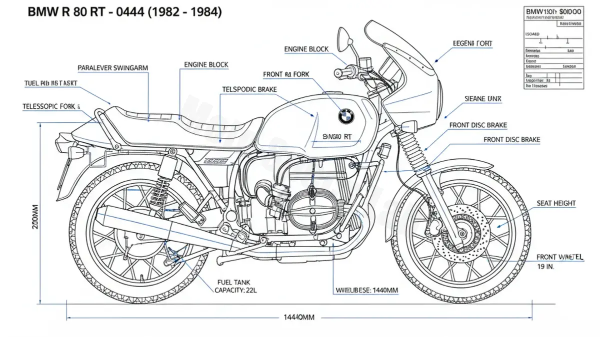 BMW R 80 RT - 0444 Specs: Engine Oil, Gap & Tire PSI specs