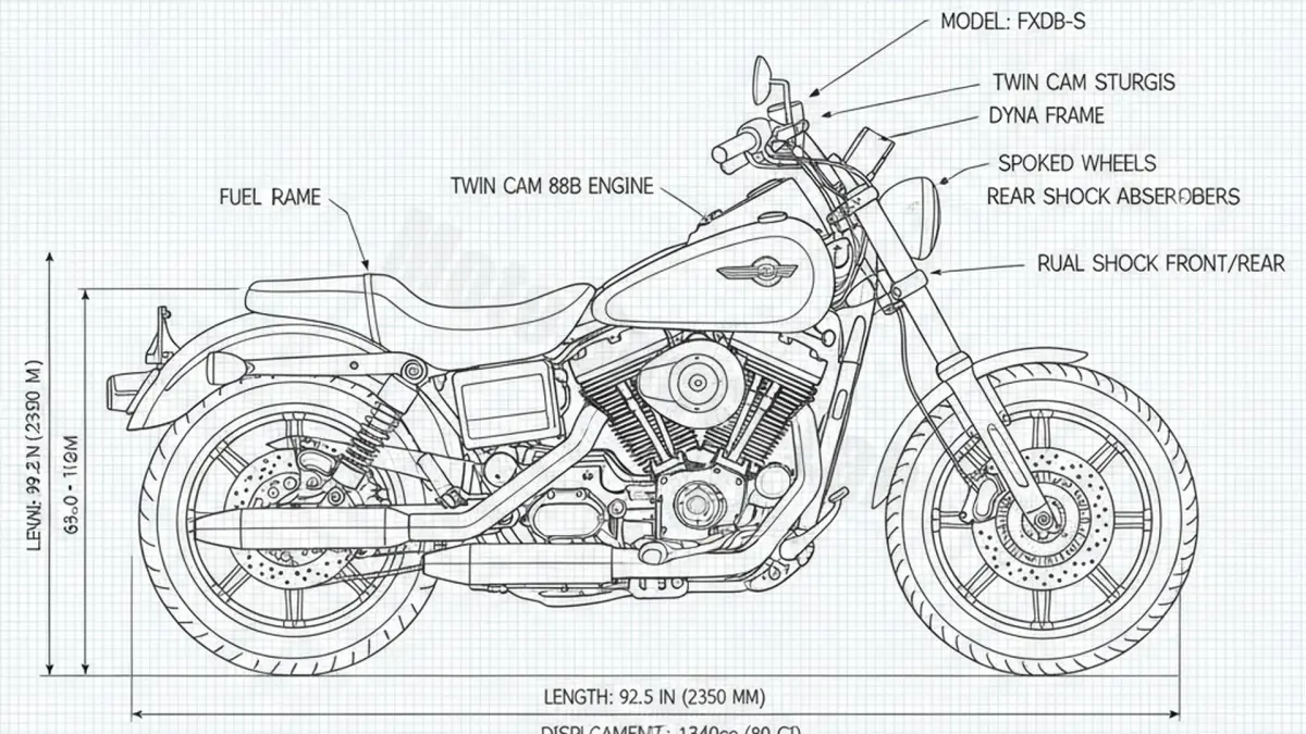 Harley-Davidson Dyna Glide Sturgis - FXDB-S Service Guide: Oil Level & Tire Specs specs