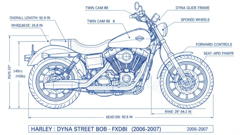Harley-Davidson DYNA STREET BOB – FXDBI (2006) Data: Oil Capacity & Rim Specs