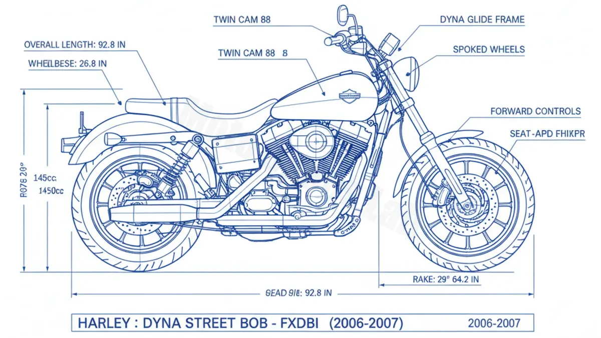 Harley-Davidson DYNA STREET BOB - FXDBI (2006) Data: Oil Capacity & Rim Specs specs