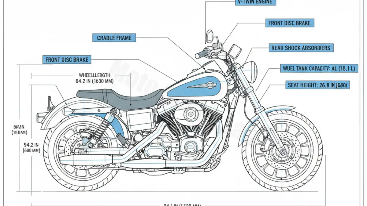 Harley-Davidson DYNA SUPER GLIDE CUSTOM - FXDC (1992, 2005–2014) Data: Oil Capacity & Rim Specs specs