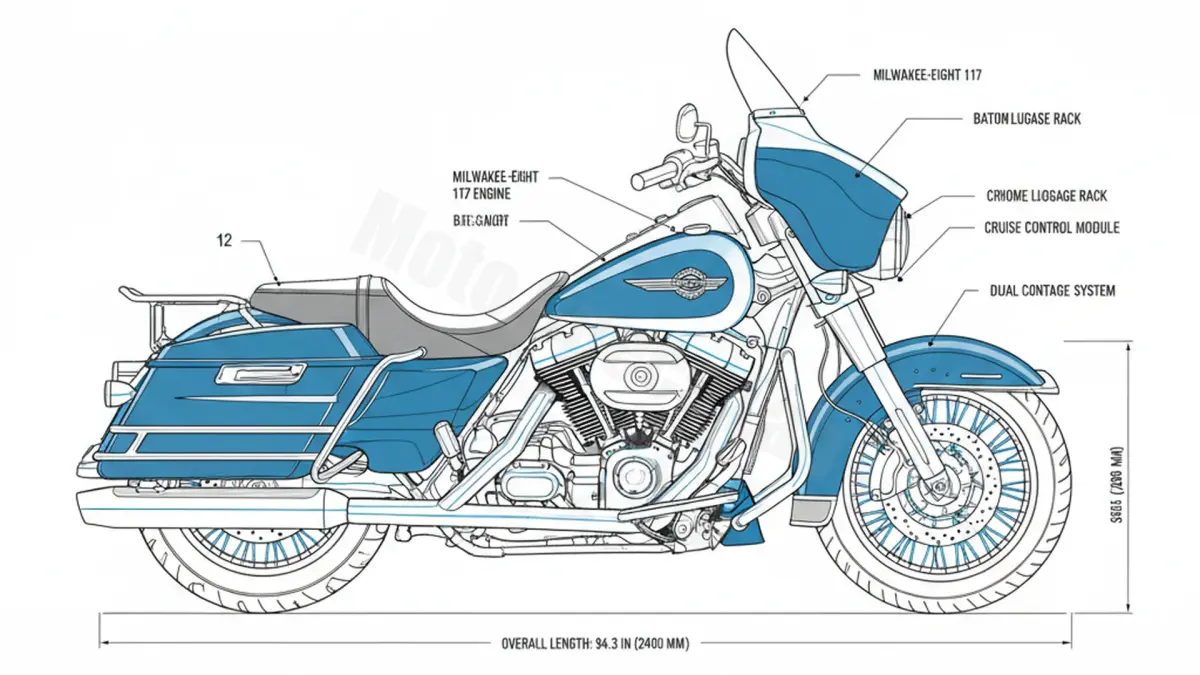 Harley-Davidson ELECTRA-GLIDE HIGHWAY KING - FLHFB (2023) Factory Oil & Tire Pressure Data specs