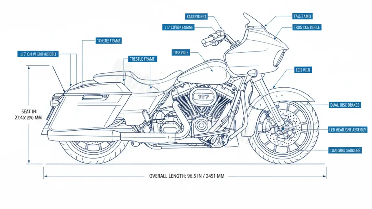Harley-Davidson Road Glide (117 CUI) - FLTRX/25 Service Data: Oil, Battery & Specs specs