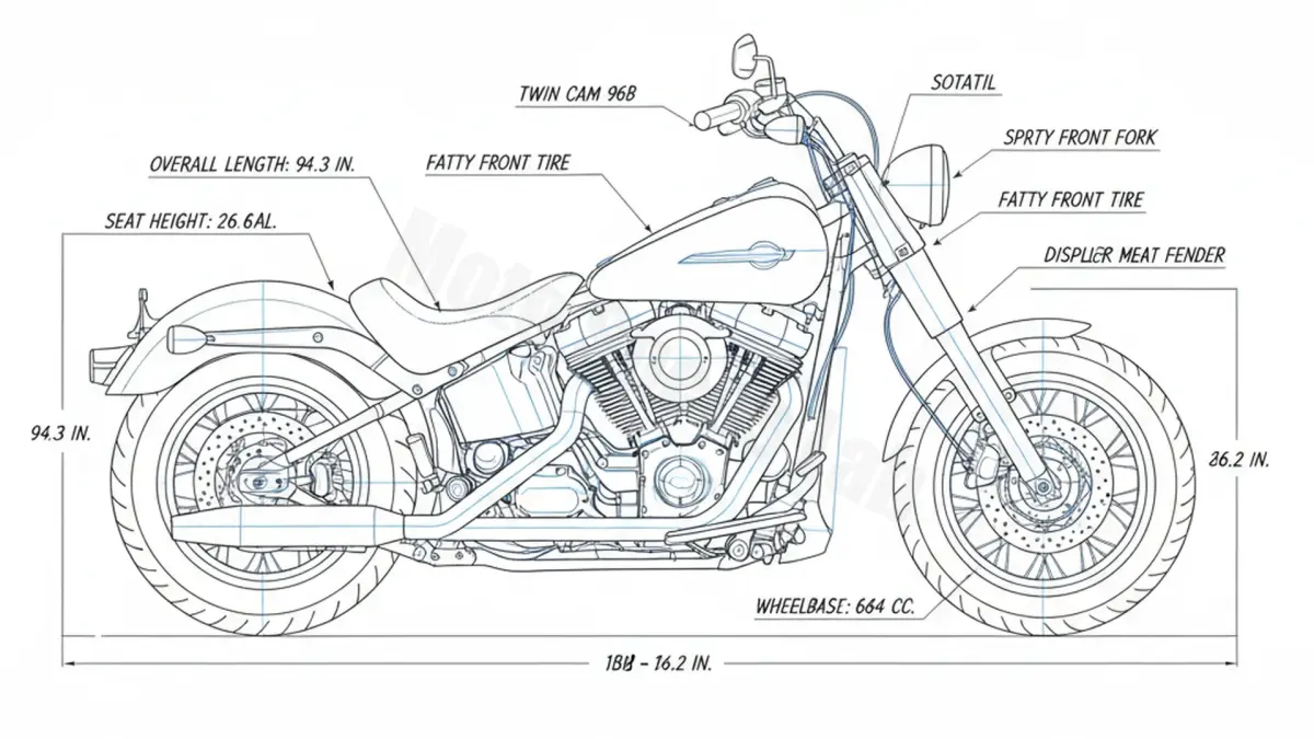 Harley-Davidson SOFTAIL CROSS BONES - FLSTB Service Data: Oil, Battery & Specs