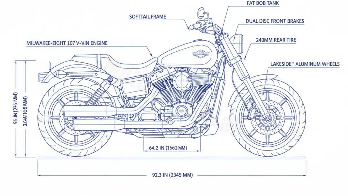 Harley-Davidson SOFTAIL FAT BOB (107 CUI) - FXFB Service Guide: Oil Level & Tire Specs