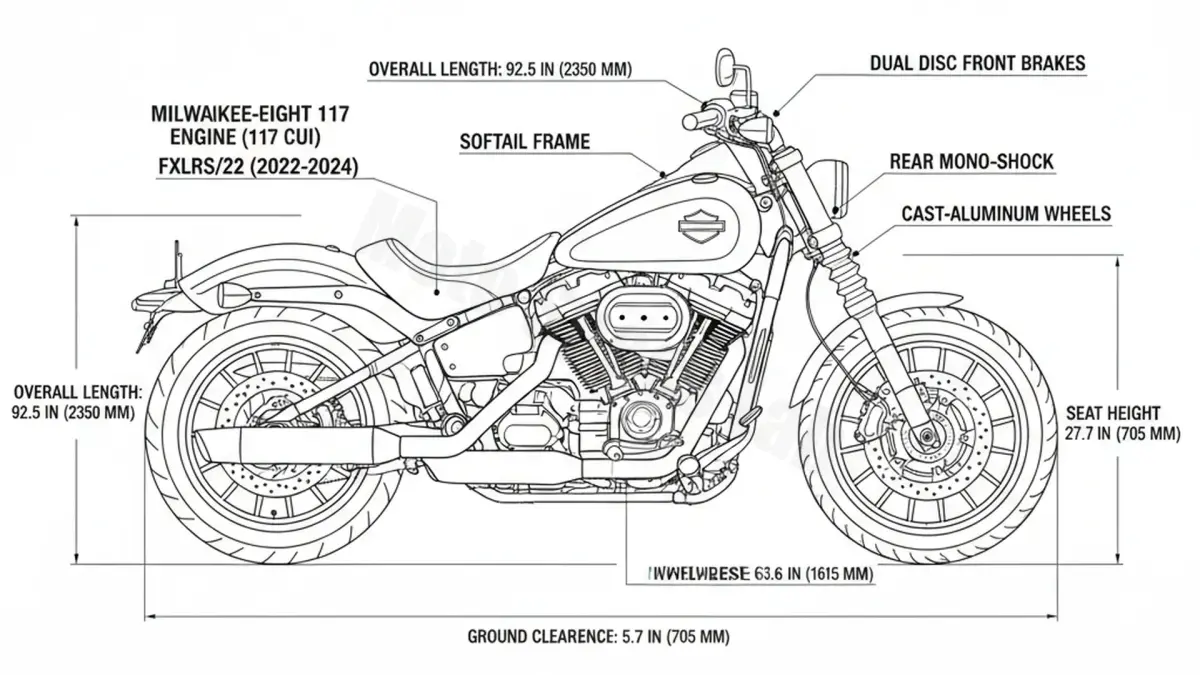Harley-Davidson SOFTAIL LOW RIDER S (117 CUI) - FXLRS/22 Service Guide: Oil Level & Tire Specs