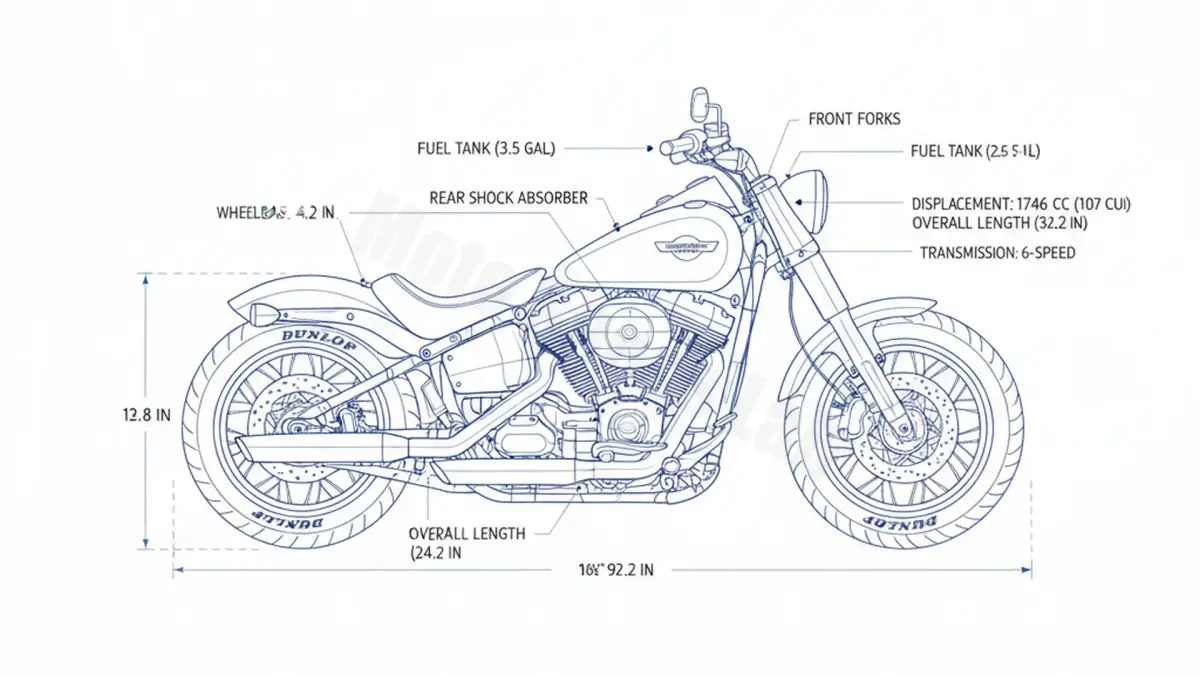 Harley-Davidson SOFTAIL SLIM (107 CUI) - FLSL Service Guide: Oil Level & Tire Specs