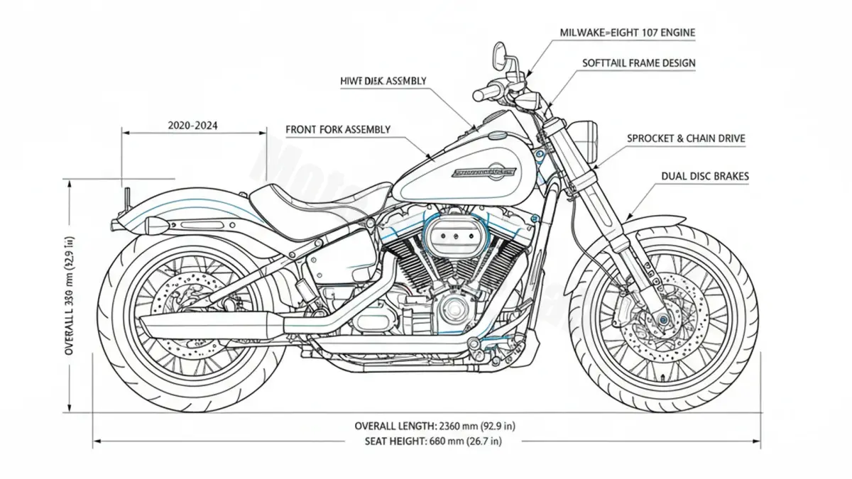 Harley-Davidson SOFTAIL STANDARD (107 CUI) - FXST Specs: Oil Capacity & Tire Pressure specs