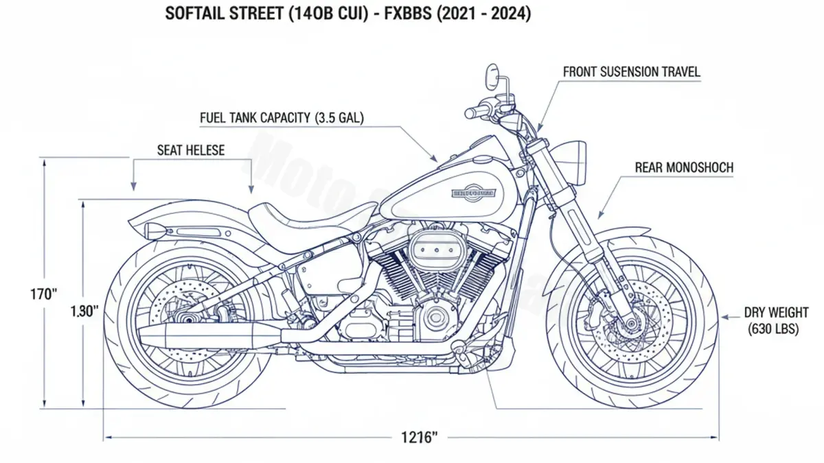 Harley-Davidson SOFTAIL STREET BOB (114 CUI) - FXBBS (2021 – Present) Factory Oil & Tire Pressure Data