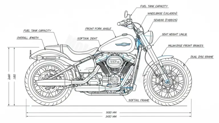 Harley-Davidson Softail Street Bob (117 cui) – FXBB/25 (2024-2025) Data: Oil Capacity & Rim Specs
