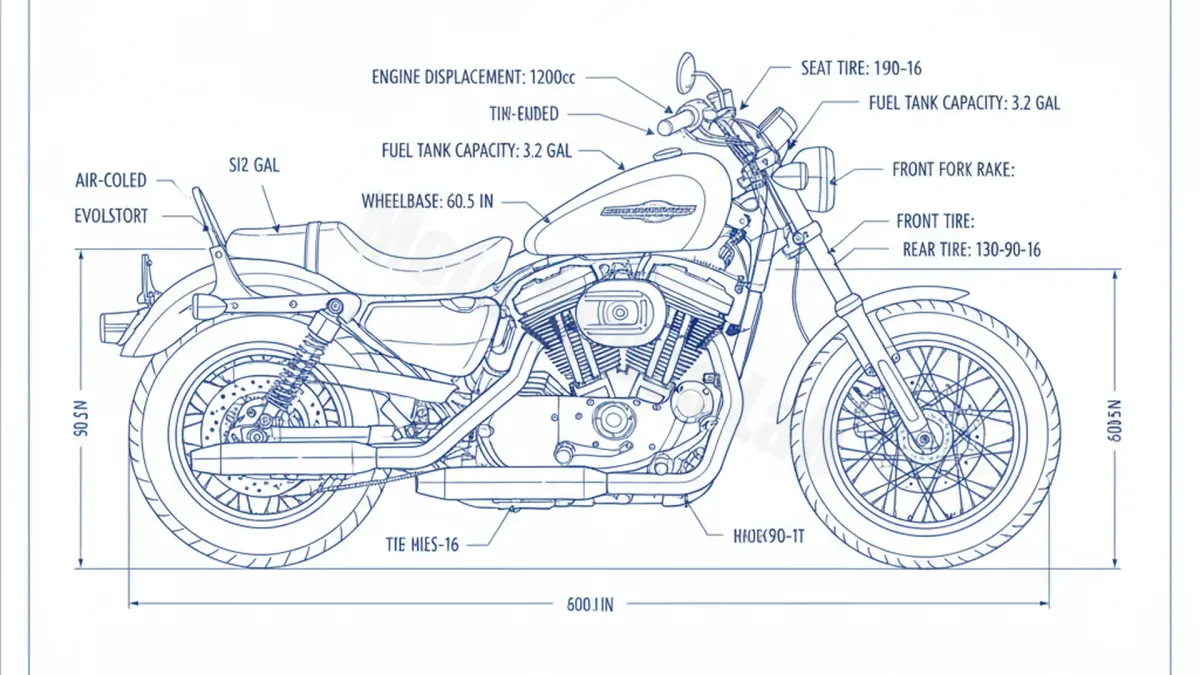 Harley-Davidson SPORTSTER 1200 CUSTOM - XLH1200C (1996–2003) Factory Oil & Tire Pressure Data specs