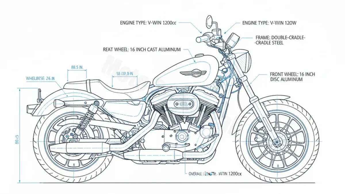 Harley-Davidson SPORTSTER 1200 LOW - XL1200L (2006–2011) Data: Oil Capacity & Rim Specs specs