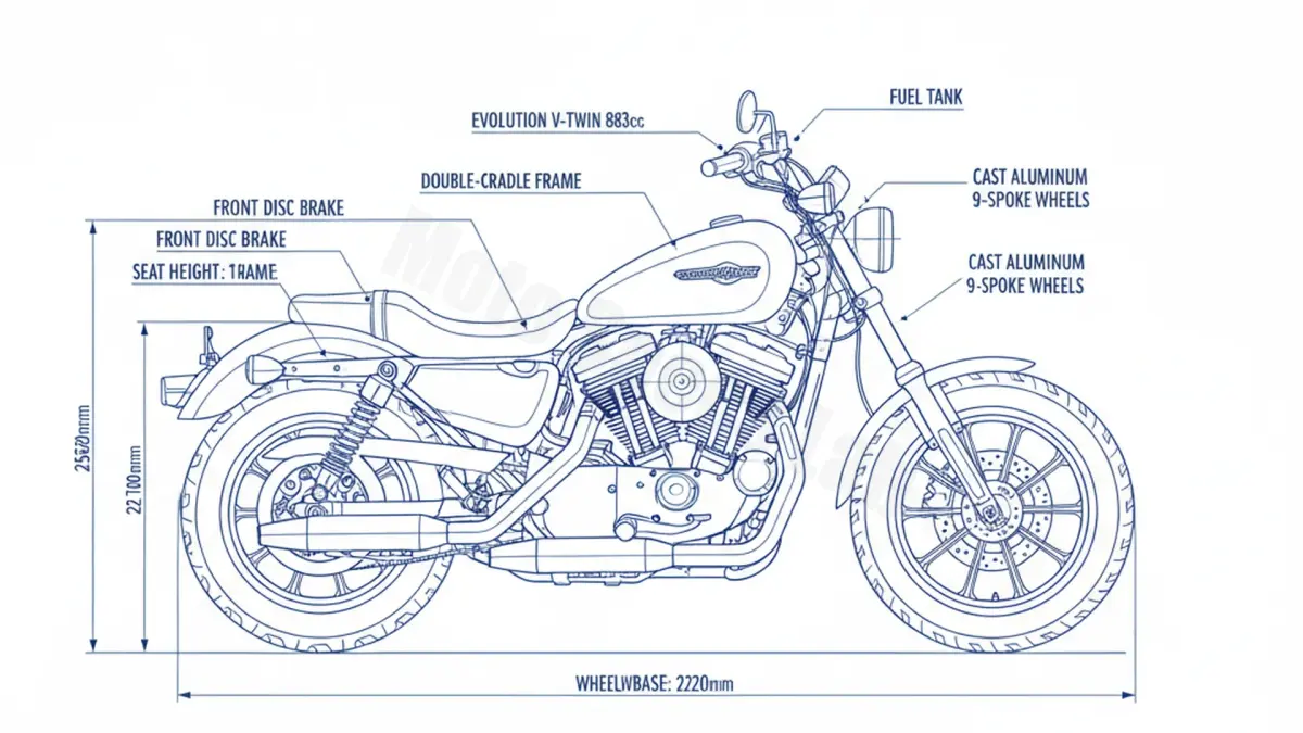 Harley-Davidson SPORTSTER 883 DELUXE - XLH-883D Service Data: Oil, Battery & Specs