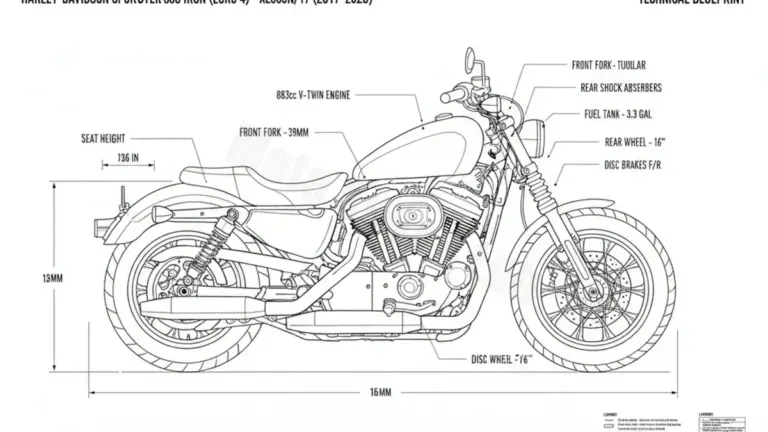 Harley-Davidson SPORTSTER 883 IRON (EURO 4) – XL883N/17 Specs: Engine Oil, Gap & Tire PSI