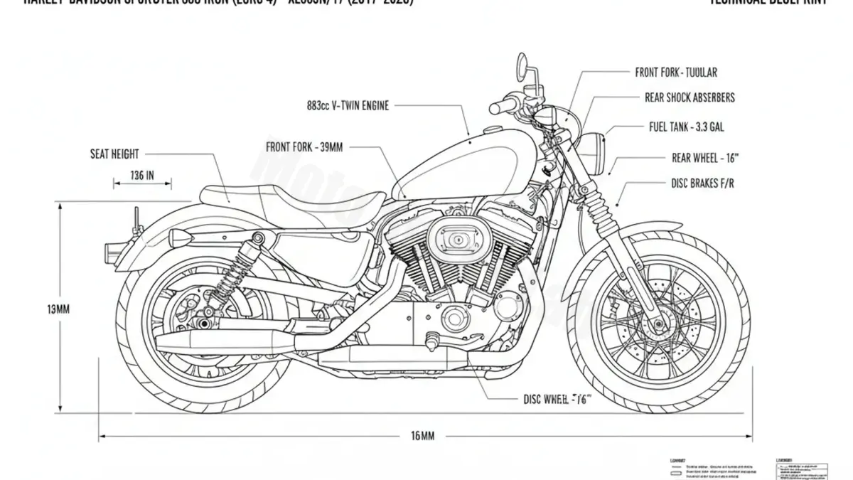 Harley-Davidson SPORTSTER 883 IRON (EURO 4) - XL883N/17 Specs: Engine Oil, Gap & Tire PSI specs