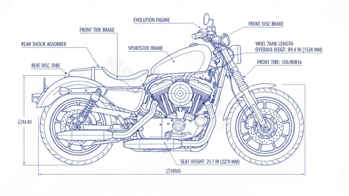 Harley-Davidson SPORTSTER 883 IRON - XL883N Service Guide: Oil Level & Tire Specs