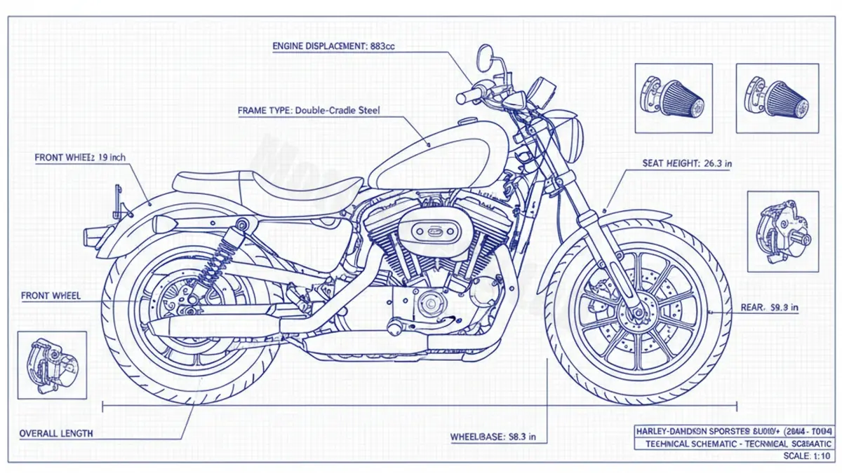 Harley-Davidson SPORTSTER 883/LOW - XL883/04 Workshop Data: Fluids, Plugs & Tires specs
