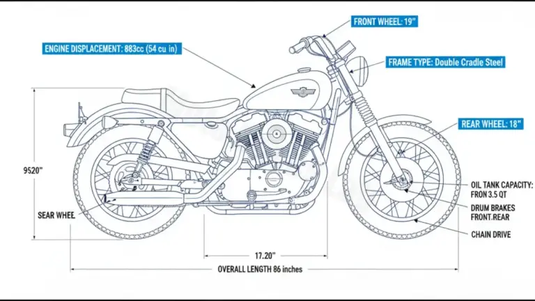 Harley-Davidson SPORTSTER 900 (XLH/XLCH) – 66-XLH Specs: Engine Oil, Gap & Tire PSI