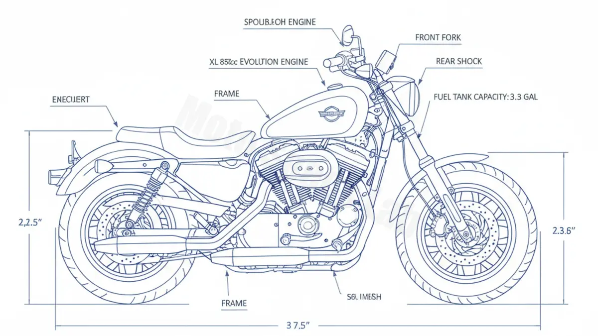 Harley-Davidson SPORTSTER CUSTOM 53/CUSTOM - XL883C Specs: Oil Capacity & Tire Pressure