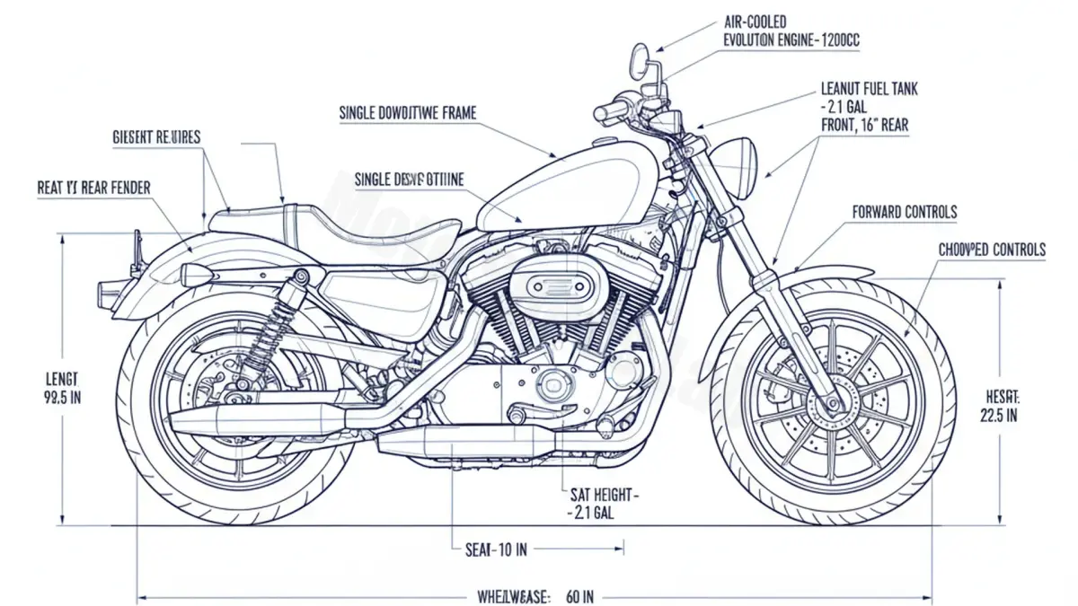 Harley-Davidson SPORTSTER SEVENTY-TWO - XL1200V (2012-2016) Data: Oil Capacity & Rim Specs specs