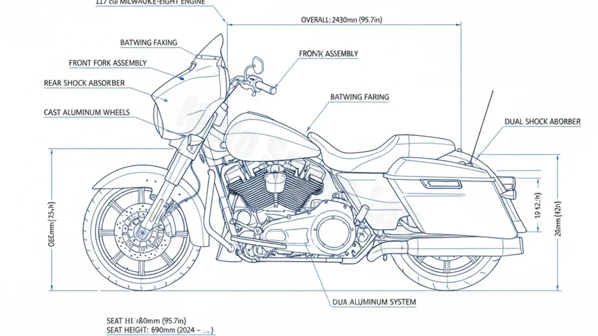 Harley-Davidson Street Glide (117 cui) - FLHX/24 Tire Pressure, Oil Type & Fluid Specs specs