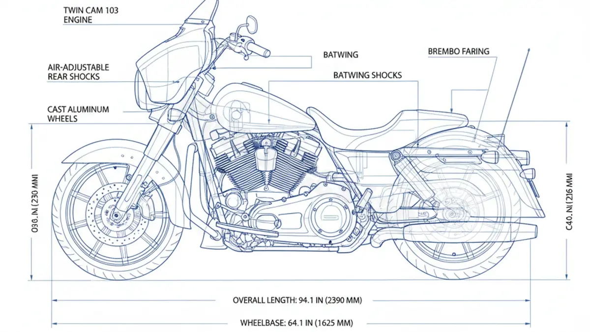Harley-Davidson STREET GLIDE - FLHX/14 (2014) Data: Oil Capacity & Rim Specs specs