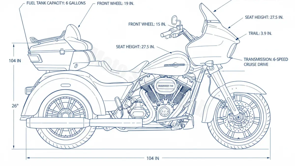 Harley-Davidson Tri Glide Ultra (114 cui) - FLHTCUTG/23 Specs: Oil Capacity & Tire Pressure specs