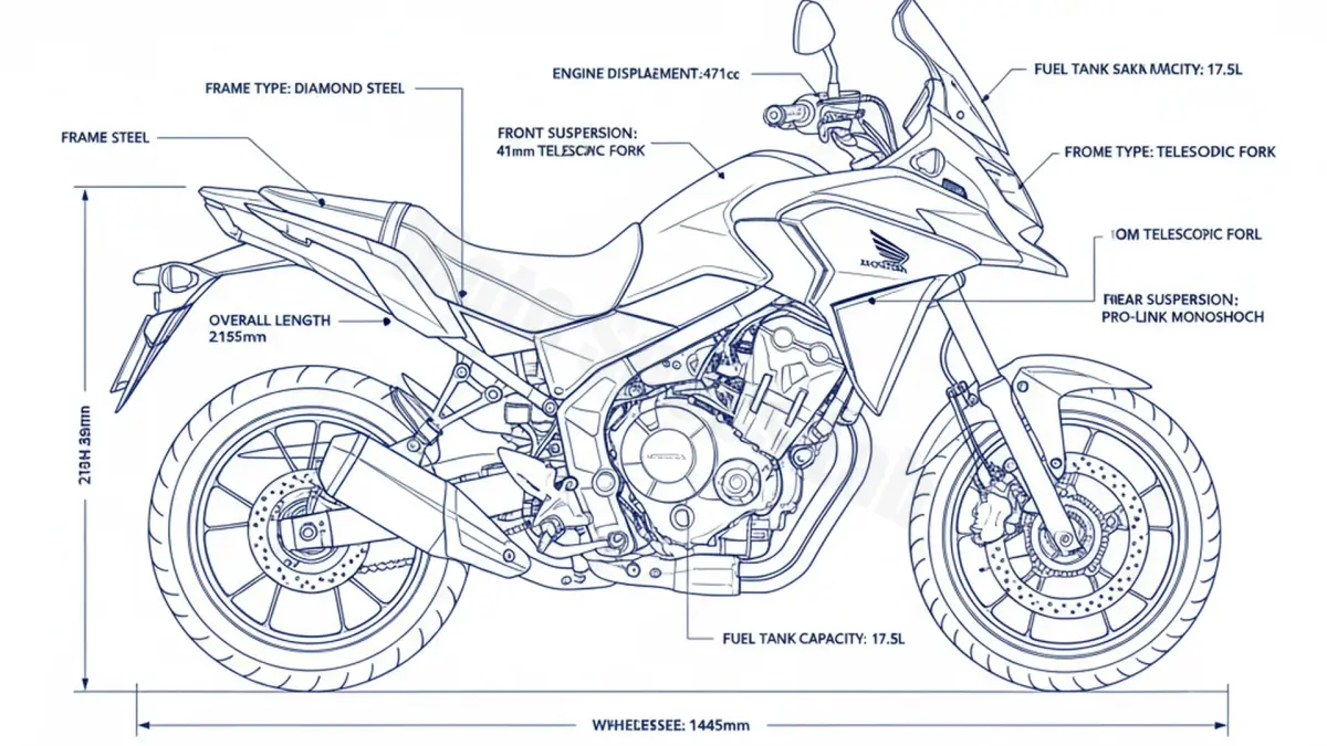 Honda CB 500 X (EURO 5) - PC64A Specs: Engine Oil, Gap & Tire PSI specs