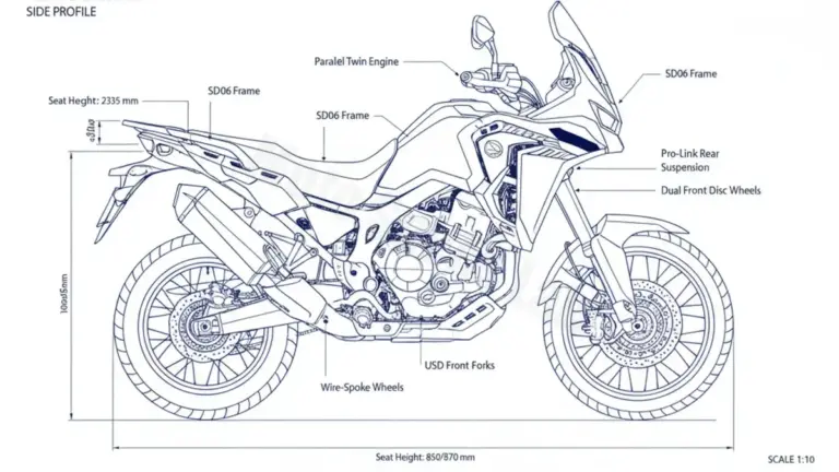 Honda CRF 1000 L AFRICA TWIN (EURO 4) – SD06 Tire Pressure, Oil Type & Fluid Specs