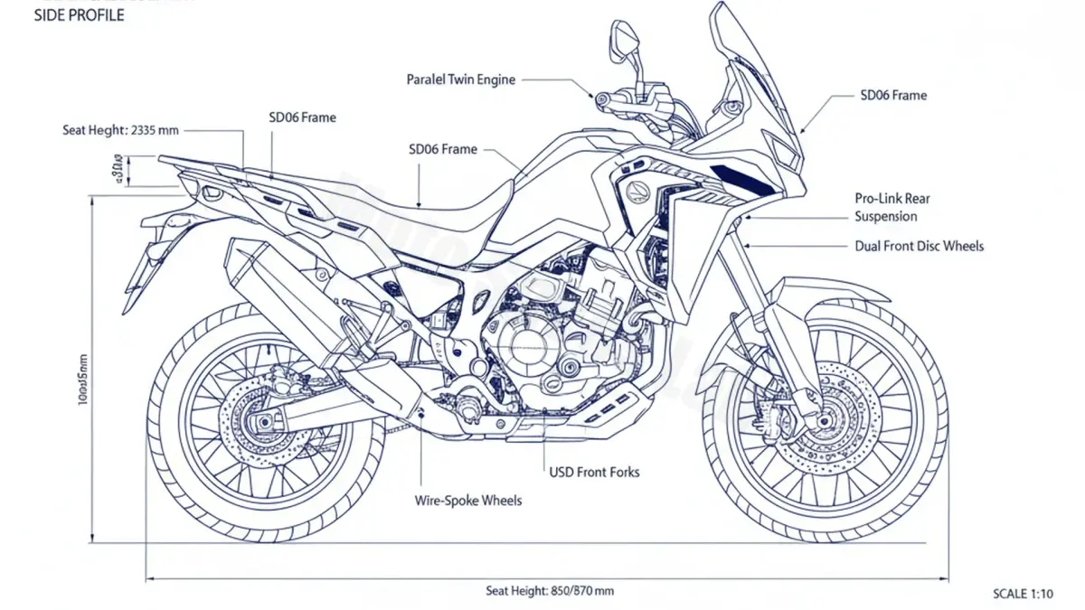 Honda CRF 1000 L AFRICA TWIN (EURO 4) - SD06 Tire Pressure, Oil Type & Fluid Specs specs