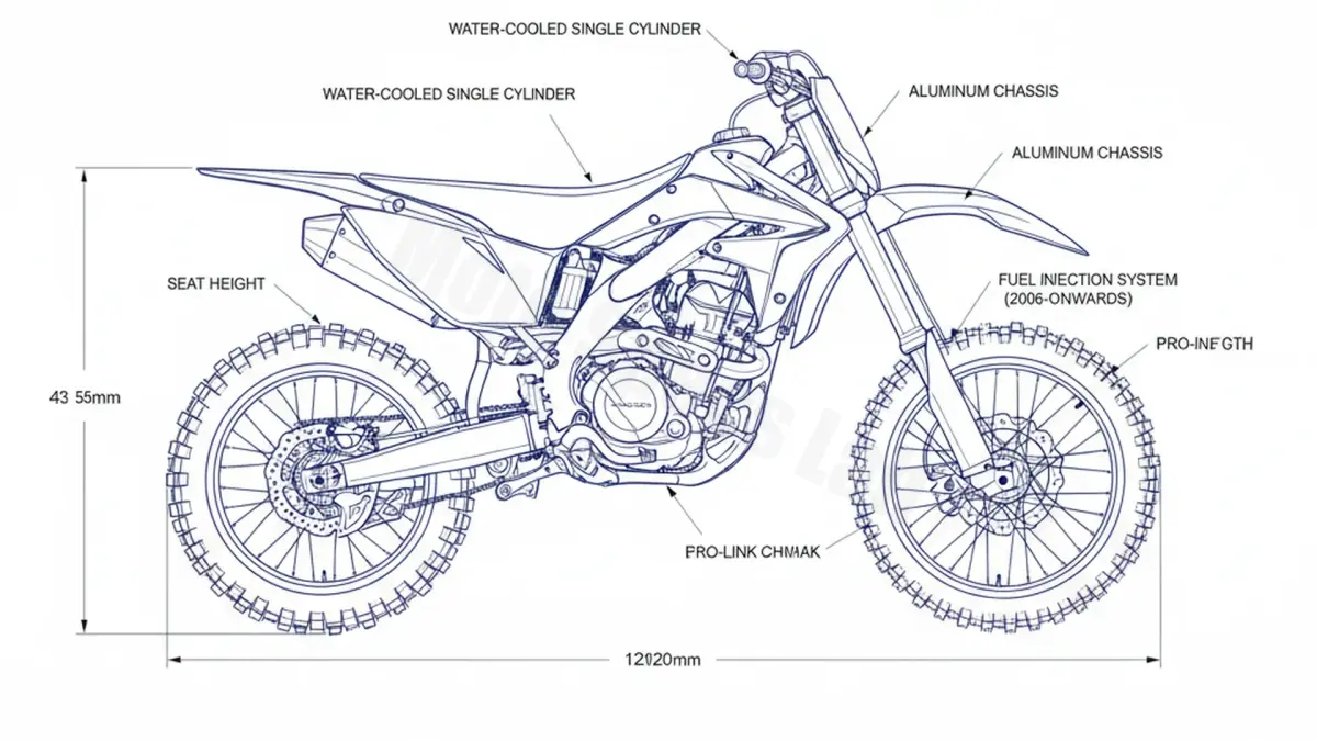 Honda CRF 250 R - ME10A/B (2004-2009) Data: Oil Capacity & Rim Specs specs