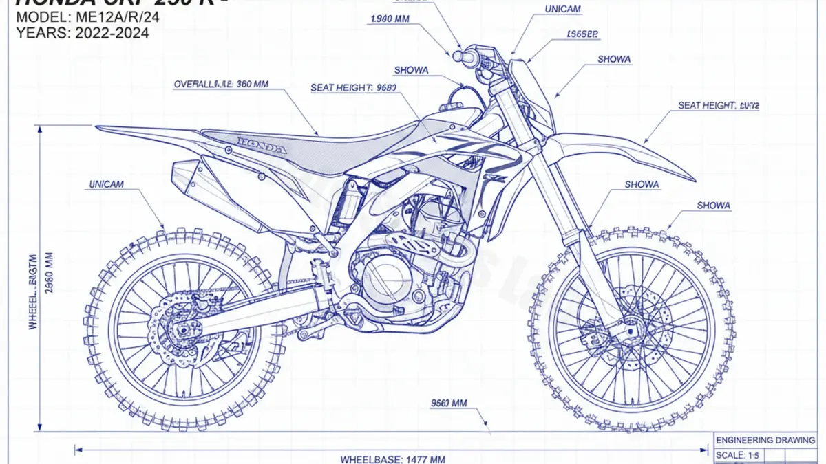 Honda CRF 250 R - ME12A/R/24 Tire Pressure, Oil Type & Fluid Specs specs