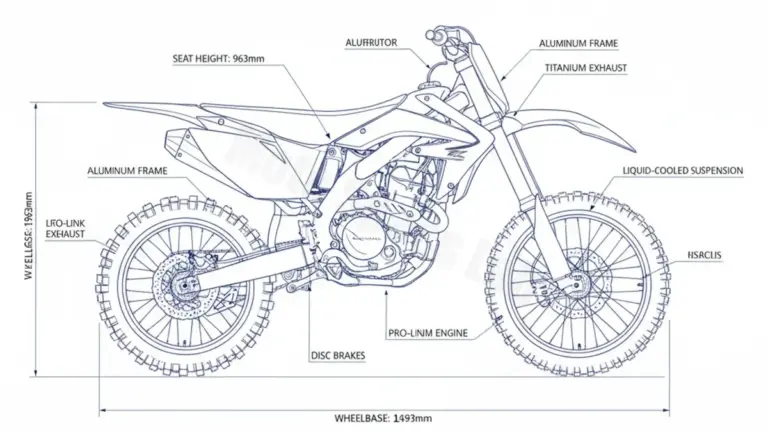 Honda CRF 450 R – PE05A/D (2005-2008 (PE05A/B/C/D)) Data: Oil Capacity & Rim Specs