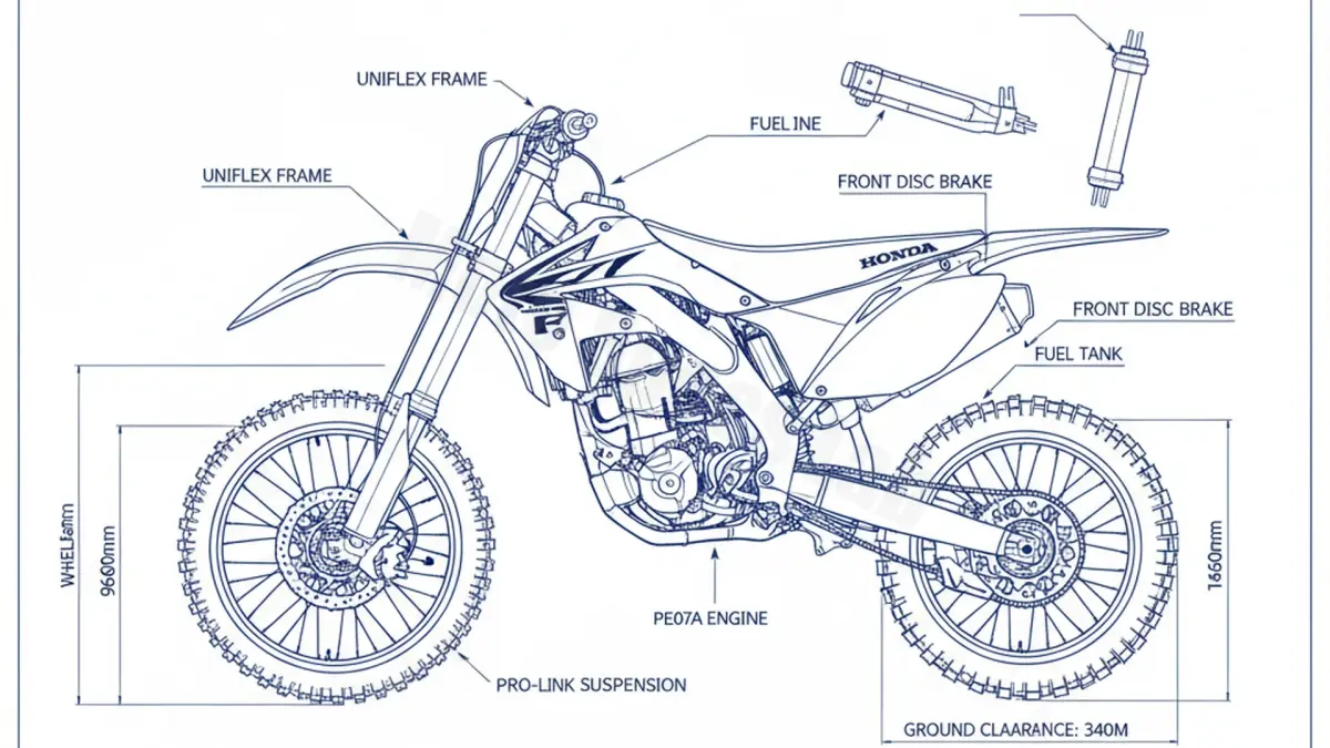 Honda CRF 450 R - PE07A/K Specs: Engine Oil, Gap & Tire PSI