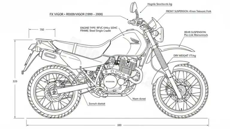 Honda FX 650 VIGOR – RD09/VIGOR (1999 – 2000) Data: Oil Capacity & Rim Specs