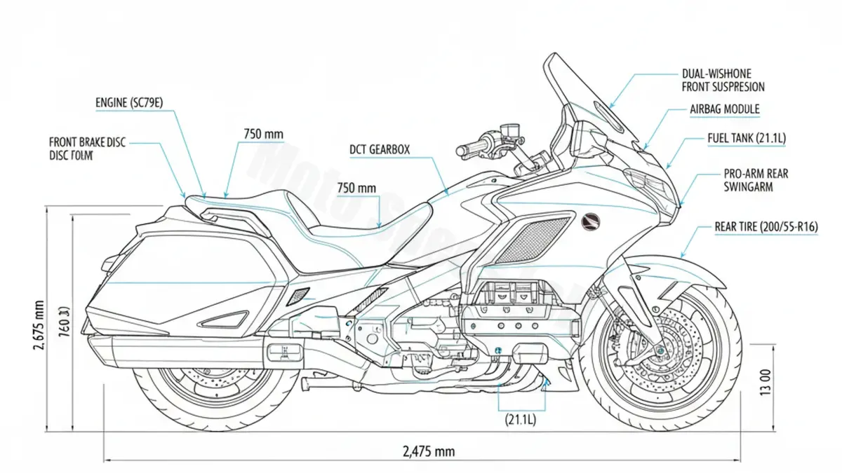 Oil & Tires: Honda GL 1800 GOLD WING TOUR DCT + AIRBAG - SC79B/18 Technical Specifications