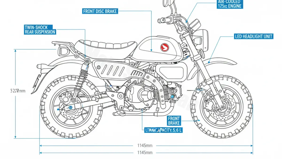 Honda MONKEY Z 125 - JB02 Technical Review & Maintenance Guide specs