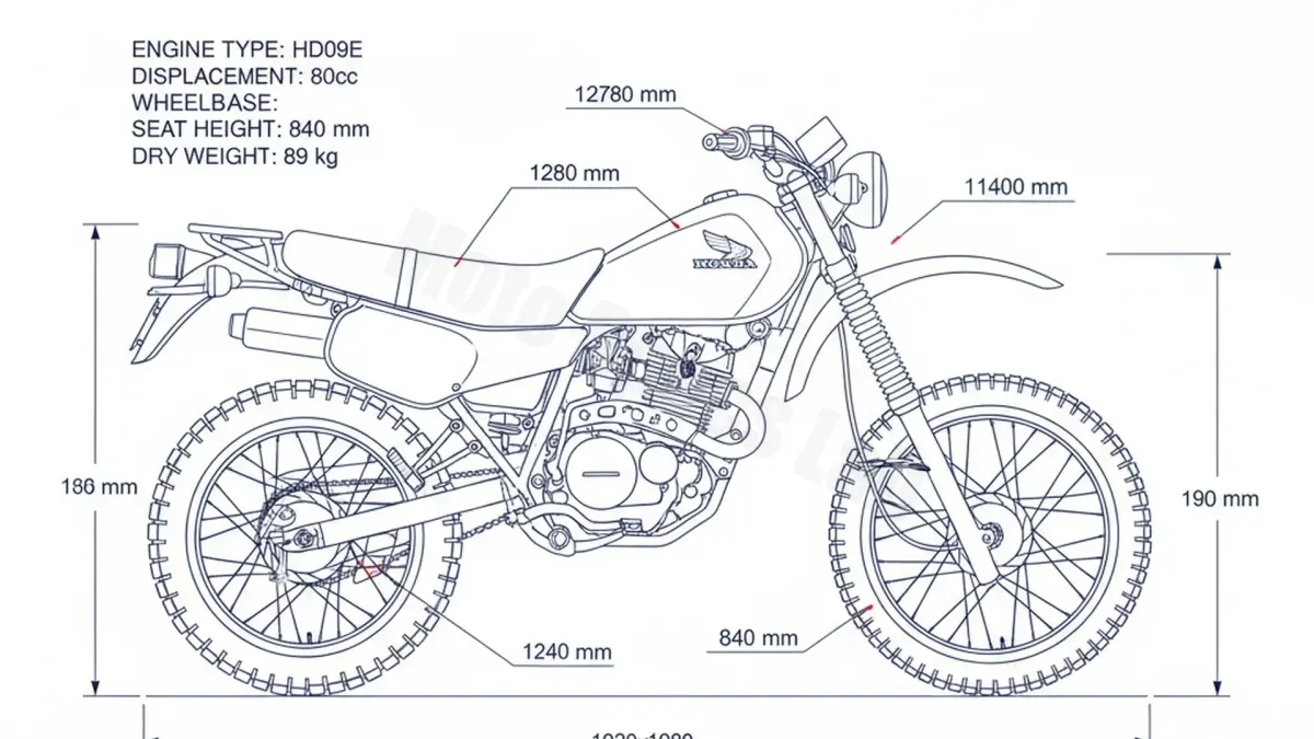 Honda MTX 80 R2 - HD09 Service Guide: Oil Level & Tire Specs specs