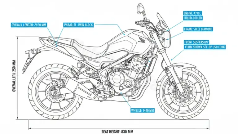 Honda NX 500 – NX500/24 (2024–Present) Data: Oil Capacity & Rim Specs