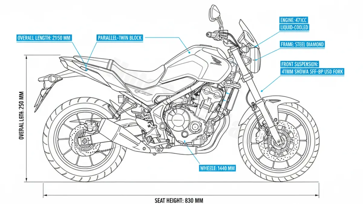 Honda NX 500 - NX500/24 (2024–Present) Data: Oil Capacity & Rim Specs specs