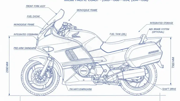 Honda PC 800 PACIFIC COAST – RC34 (1989–1990, 1994–1998) Data: Oil Capacity & Rim Specs