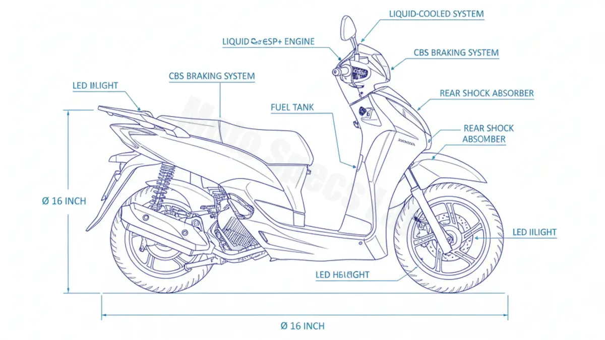 Oil & Tires: Honda SH 125 MODE CBS (EURO 5) - JK01 Technical Specifications