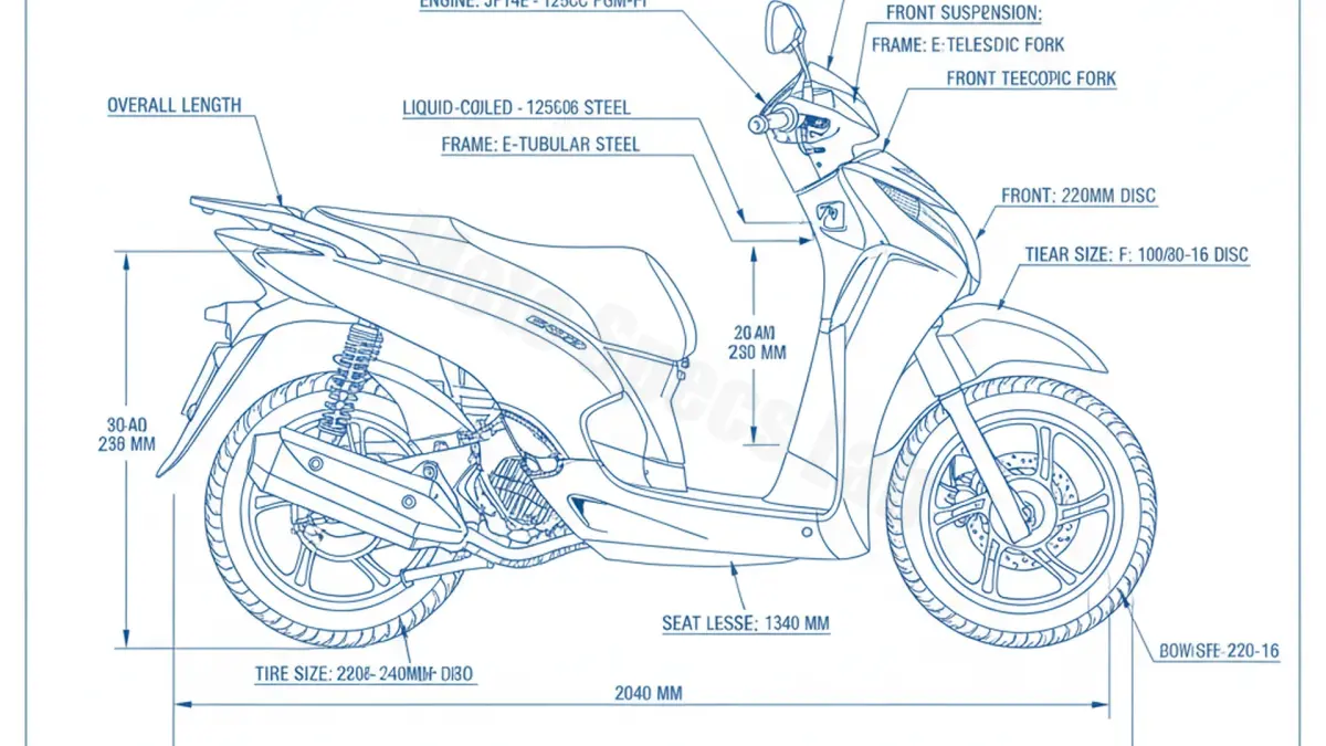 Honda SH 125I - JF14/JF23/41 (2005-2016) Factory Oil & Tire Pressure Data specs
