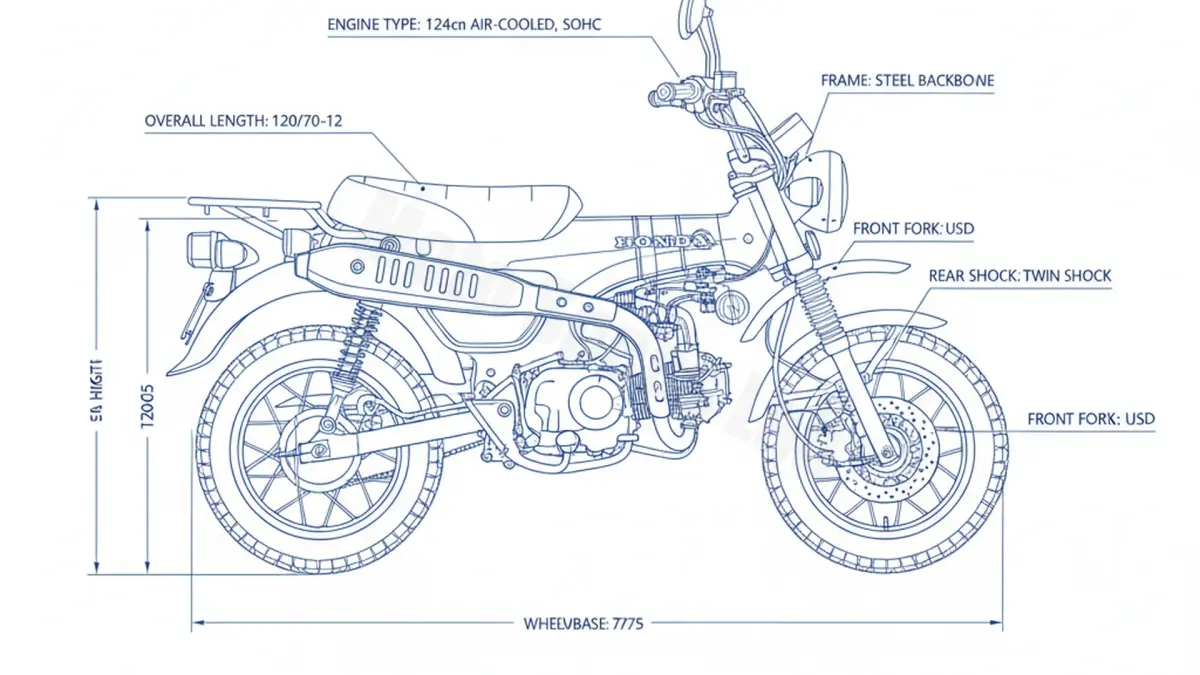 Oil & Tires: Honda ST 125 Dax - JB06A Technical Specifications specs