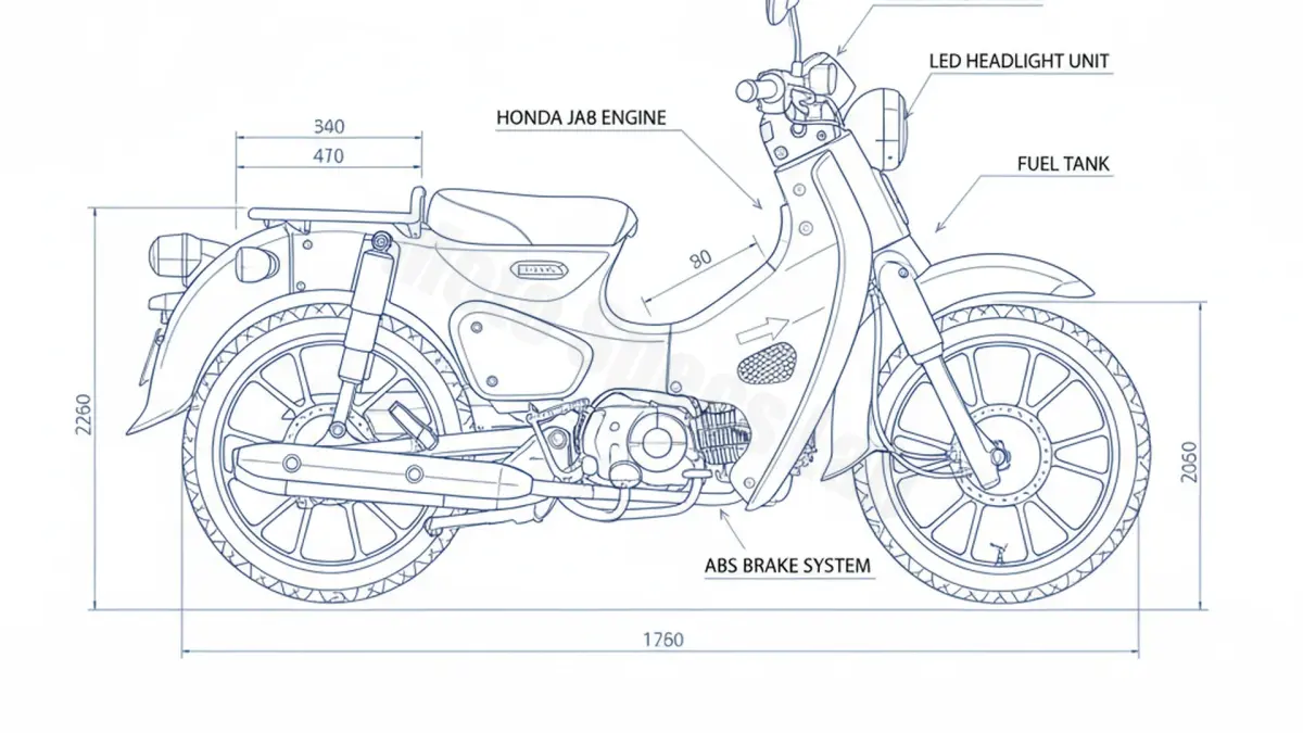 Honda SUPER CUB C125 ABS - JA4B Workshop Data: Fluids, Plugs & Tires specs