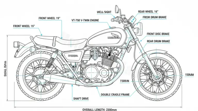 Honda VT 750 C – RC29 (1987) Data: Oil Capacity & Rim Specs