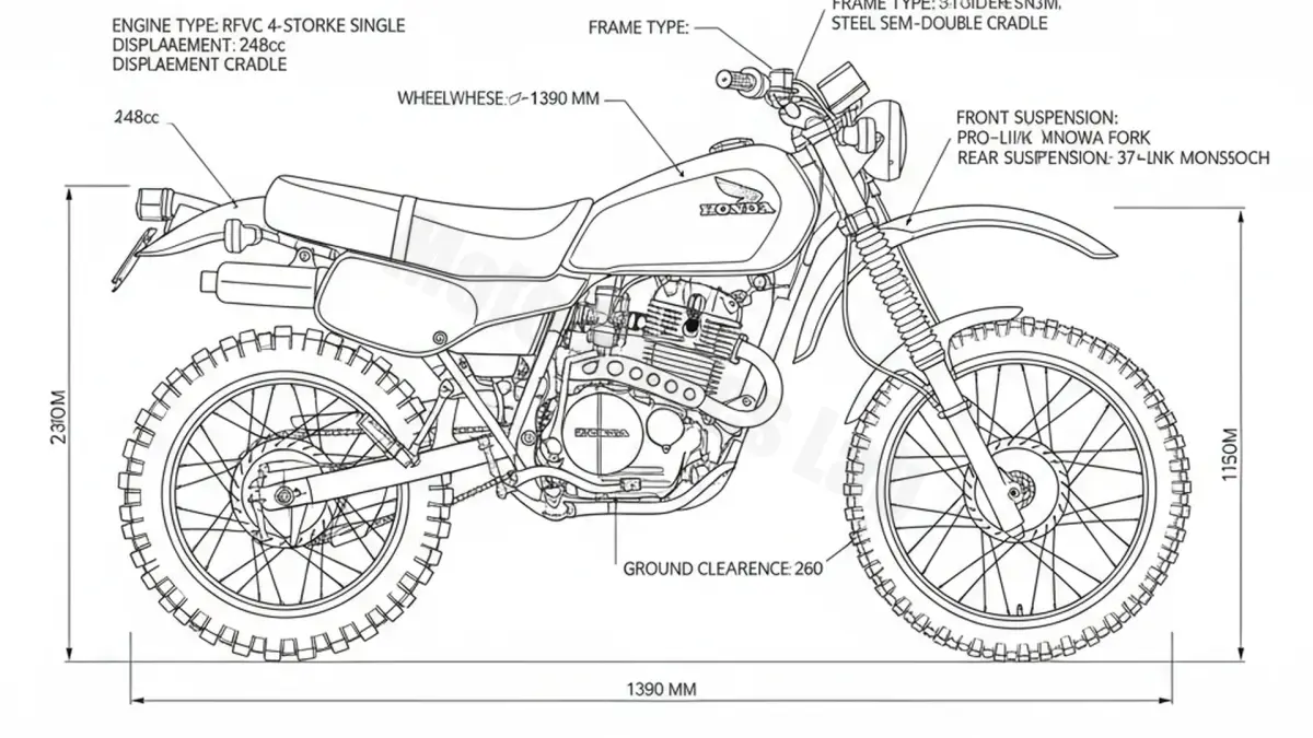 Oil & Tires: Honda XL 250 R - MD03 Technical Specifications specs